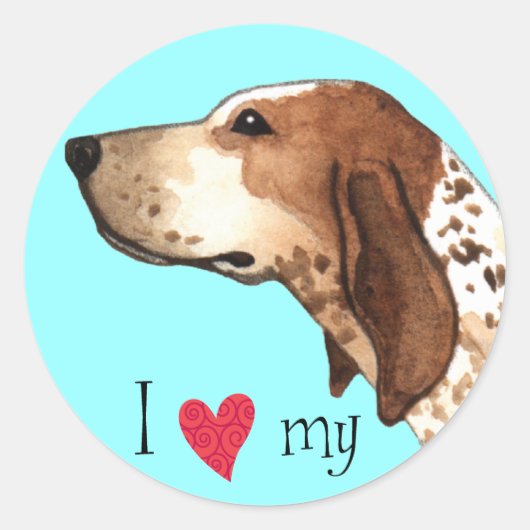 Ik hou van mijn Amerikaanse Engelse hond Ronde Sticker (Voorkant)