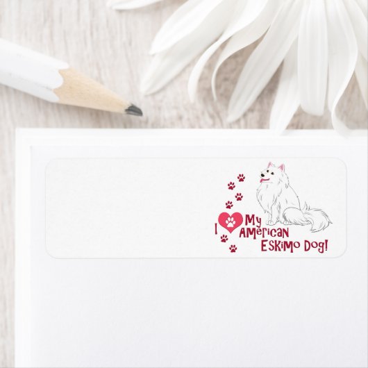 Ik hou van mijn Amerikaanse Eskimo Dog! Etiket (Insitu)