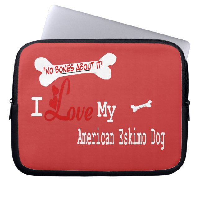 Ik hou van mijn Amerikaanse Eskimo Dog Laptop Sleeve (Voorkant)