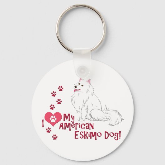 Ik hou van mijn Amerikaanse Eskimo Dog! Sleutelhanger (Voorkant)