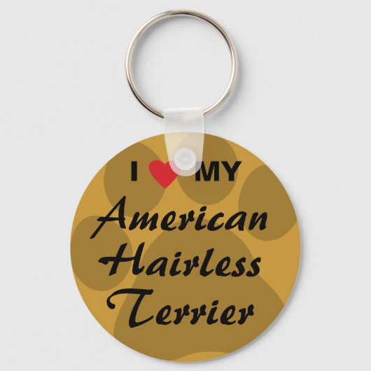Ik hou van mijn Amerikaanse haarloze Terrier Sleutelhanger (Voorkant)