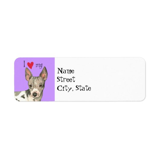 Ik hou van mijn Amerikaanse hairless Terrier Etiket (Voorkant)