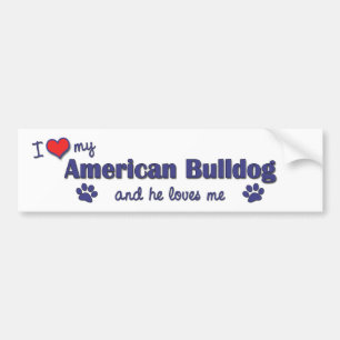 Ik hou van mijn Amerikaanse hond (Mannelijke hond) Bumpersticker