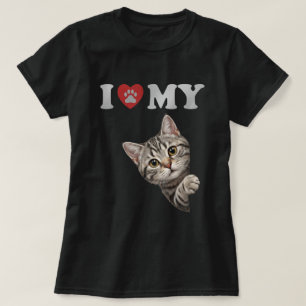 Ik hou van mijn Amerikaanse Korthaar kat kunst T-shirt