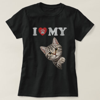 Ik hou van mijn Amerikaanse Korthaar kat kunst T-shirt