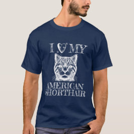 Ik hou van mijn Amerikaanse Korthaar, kat pootafdr T-shirt