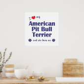 Ik hou van mijn Amerikaanse pit bull Terrier (Vrou Poster (Keuken)