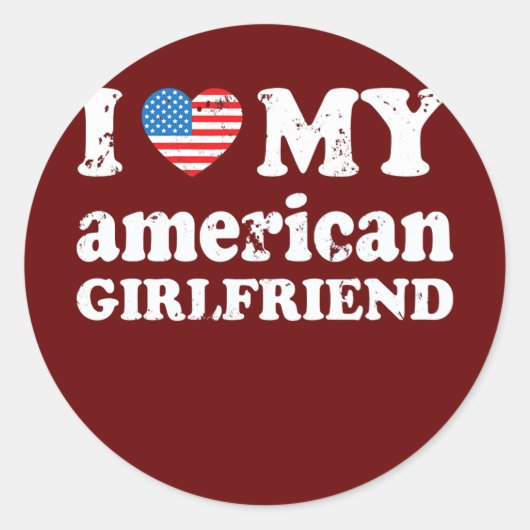 Ik hou van mijn Amerikaanse Vriendin Ronde Sticker (Voorkant)