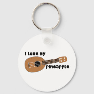 Ik hou van mijn ananasappel Ukulele Sleutelhanger