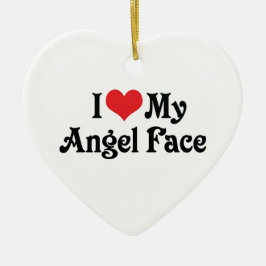 Ik hou van mijn Angel Face Keramisch Ornament