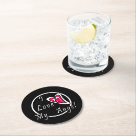 Ik hou van mijn Angel Ronde Kartonnen Onderzetter