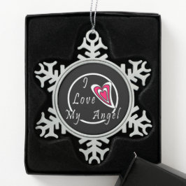 Ik hou van mijn Angel Tin Sneeuwvlok Ornament