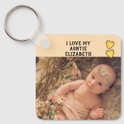 Ik hou van mijn Auntie naam foto's geel dubbelzijd Sleutelhanger (Voorkant)