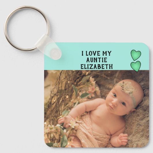 Ik hou van mijn Auntie naam foto's groen dubbelzij Sleutelhanger (Voorkant)