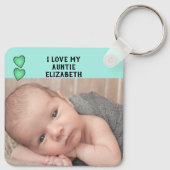Ik hou van mijn Auntie naam foto's groen dubbelzij Sleutelhanger (Achterkant)