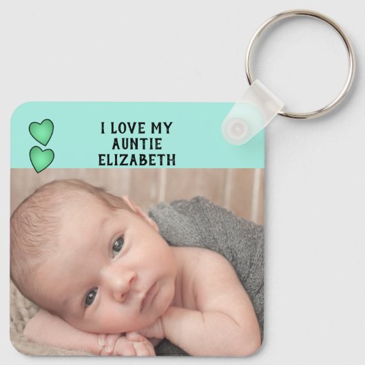 Ik hou van mijn Auntie naam foto's groen dubbelzij Sleutelhanger (Achterkant)