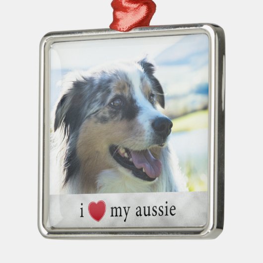 Ik hou van mijn Aussie Australian Shepherd Kerstmi Metalen Ornament (Links)