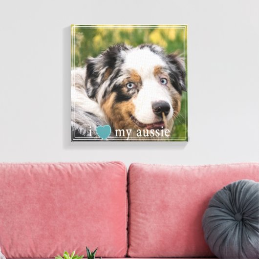 Ik hou van mijn Aussie Australian Shepherd White B Canvas Afdruk (Insitu (Woonkamer))