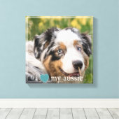 Ik hou van mijn Aussie Australian Shepherd White B Canvas Afdruk (Insitu (Houten vloer))