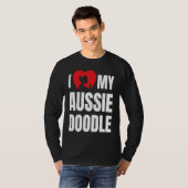 Ik hou van mijn Aussiedoodle-hond Silhouet in Hart T-shirt (Voorkant volledig)