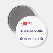 Ik hou van mijn Aussiedoodle (Vrouw) Magneet (Voorkant / Achterkant)