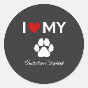 Ik hou van mijn Australian Shepherd hond aangepast Ronde Sticker