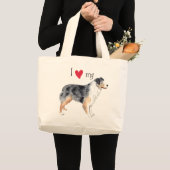 Ik hou van mijn Australiër Shepherd Grote Tote Bag (Voorkant (product))