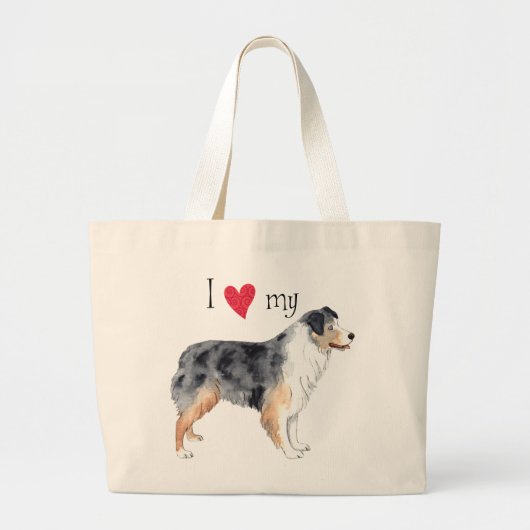 Ik hou van mijn Australiër Shepherd Grote Tote Bag (Voorkant)