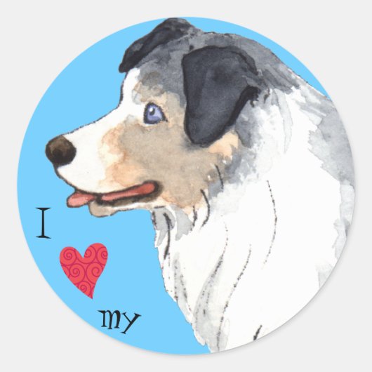 Ik hou van mijn Australiër Shepherd Ronde Sticker (Voorkant)