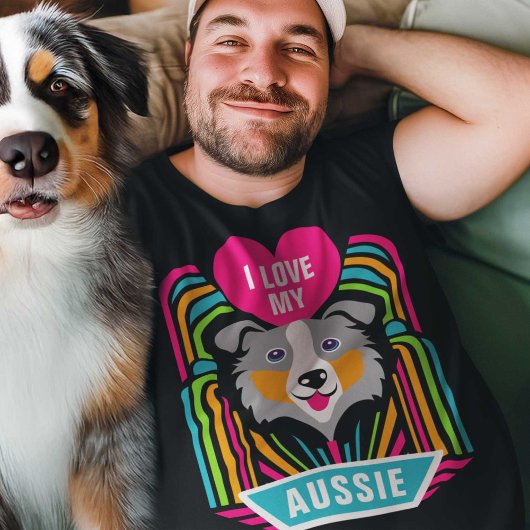 Ik hou van mijn Australische herder Aussie Dog Cus T-shirt