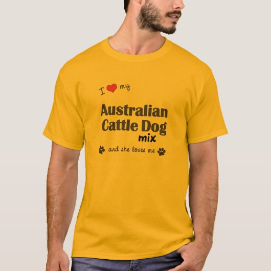 Ik hou van mijn Australische hond van de hond van  T-shirt (Voorkant)
