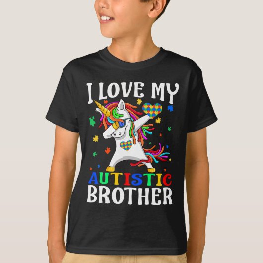 Ik hou van mijn Autistic Brother Autism Awareness  T-shirt (Voorkant)