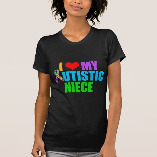 Ik hou van mijn Autistic Niece Women's Dark T-shirt (Voorkant)