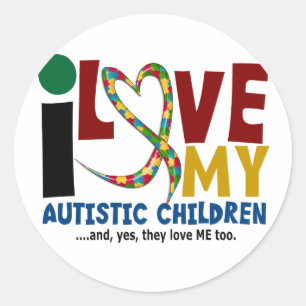 Ik hou van mijn Autistisch Kinderen 2 AUTISME-bewu Ronde Sticker