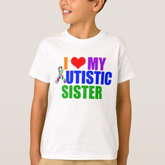 Ik hou van mijn Autistisch zusje Kinder T-shirt (Voorkant)
