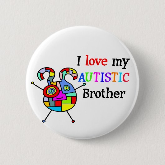 Ik hou van mijn Autistische broer Ronde Button 5,7 Cm (Voorkant)
