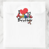 Ik hou van mijn Autistische broer Ronde Sticker (Tas)