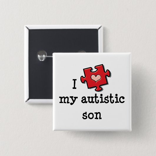 Ik hou van mijn autistische Button (Voorkant /achterkant)