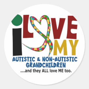 Ik hou van mijn autistische en niet-autistische kl ronde sticker