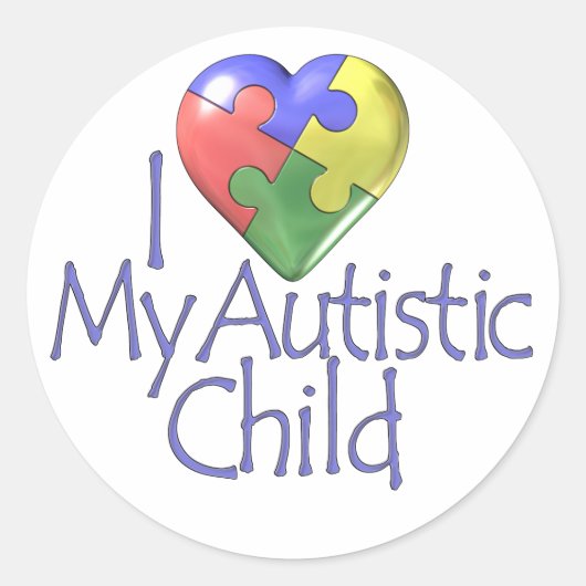 Ik hou van mijn autistische kind ronde sticker (Voorkant)