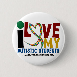 Ik hou van mijn Autistische Studenten 2 AUTISME BE Ronde Button 5,7 Cm