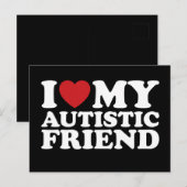 Ik hou van mijn autistische vriend autisme hart briefkaart (Voorkant / Achterkant)