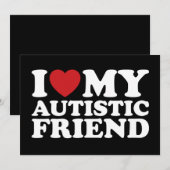 Ik hou van mijn autistische vriend autisme hart kaart (Voorkant / Achterkant)