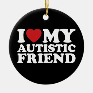 Ik hou van mijn autistische vriend Autisme Hart Keramisch Ornament