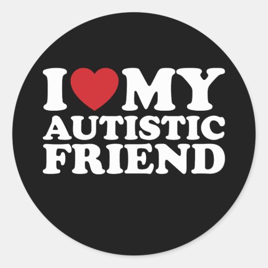 Ik hou van mijn autistische vriend autisme hart ronde sticker (Voorkant)