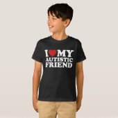Ik hou van mijn autistische vriend autisme hart t-shirt (Voorkant volledig)