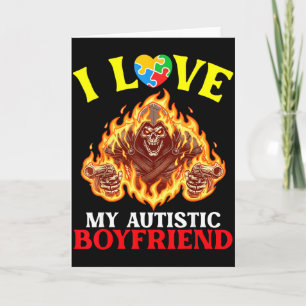 Ik hou van mijn autistische vriend Flaming Reaper Kaart
