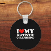 Ik hou van mijn autistische vriendin hart mijn aut sleutelhanger (Achterkant)