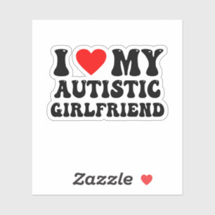 Ik hou van mijn autistische vriendin Retro hartont Sticker