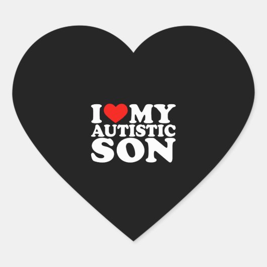Ik hou van mijn autistische zoon Ik hart mijn zoon Hart Sticker (Voorkant)